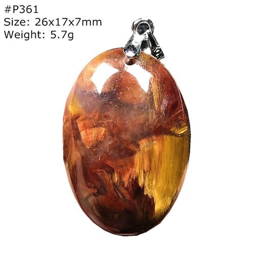 Pendentif Pietersite Rouge Naturel Pour Homme Et Femme, Pierre De Puissance, En Cristal Et Argent, Perles Ovales De La Jamaïque, 26x17x7mm, Aaaaa