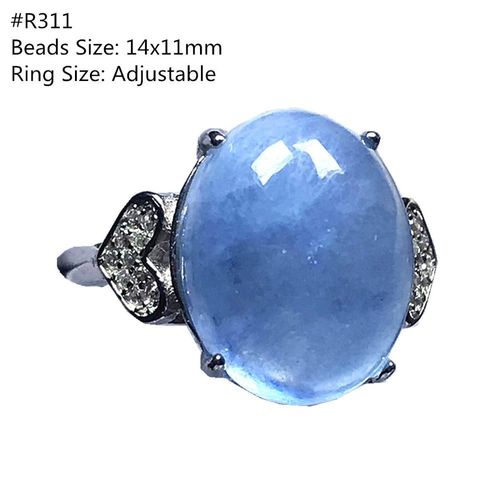 Bague Aigue Marine Bleu, Océan Naturel, Bijoux Pour Femmes Et Hommes, Perles Claires En Cristal, Pierres Précieuses, Bague Ajustable, Aaaaa