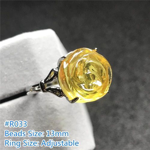 Bague En Ambre Avec Fleur Naturelle Sculptée 100%, Bijoux Pour Femmes Et Hommes, En Cristal Jaune, Perles D'amour, Pierre Précieuse En Argent, Ajustable Aaaaa