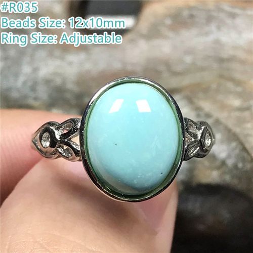 Bague Turquoise Naturelle Pour Homme Et Femme, Bijoux, Cadeau De Guérison, Cristal, Perles De 12x10mm, Pierre Précieuse, Argent, Anneau Réglable, Aaaaa