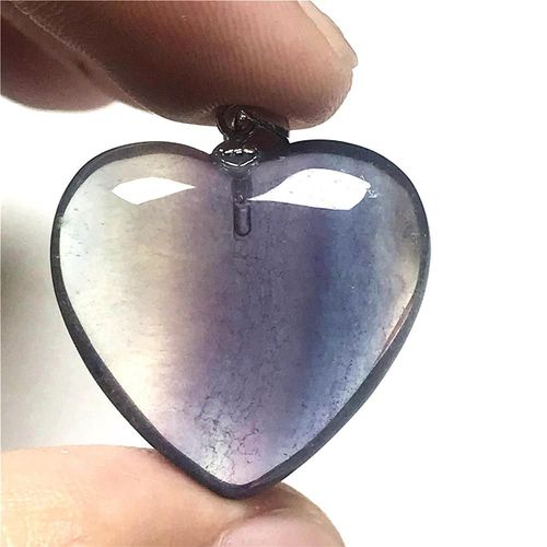 Collier Avec Pendentif En Forme De C¿Ur Pour Femme Et Homme, Bijou En Fluorite Arc En Ciel Naturelle, Argent 925, Perles En Cristal, Amour, 24x9mm, Aaaaa
