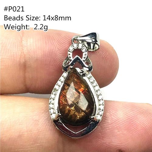 Collier Ammolite Rouge Naturel Pour Femme Et Homme, Pendentif En Forme De Goutte D'eau En Cristal, Perles De 14x8mm, Bijoux En Argent, Aaaaa