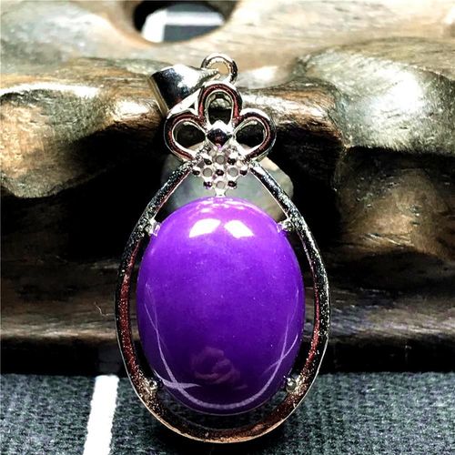Collier Pendentif En Argent 100% Naturel Violet, 17x13mm, Pour Femme Et Homme, Perles Ovales En Cristal, Bijoux À La Mode Aaaaa