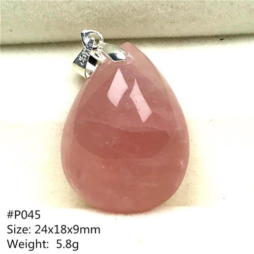 Pendentif Quartz Rose De Madagascar Pour Femmes Et Hommes, 24x18x9mm, Perles En Argent, Goutte D'eau, Bijoux En Pierres Précieuses Aaaaa