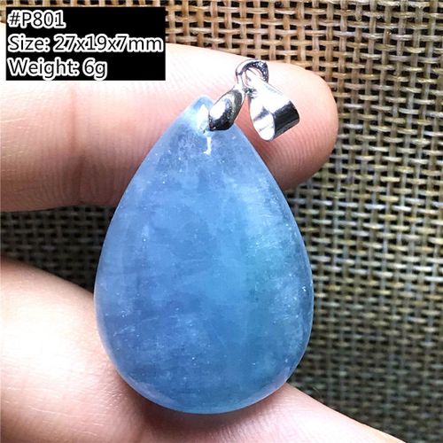 Pendentif Aigue Marine Bleu Océan Naturel, Pour Femmes Et Hommes, Clair, Guérison, Chance, Amour, Cadeau, Perles Rondes En Cristal, Bijoux En Pierres Précieuses Aaaaa