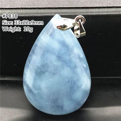 Collier Pendentif En Aigue Marine Bleu Océan Naturel, Bijoux Pour Femmes Et Hommes En Cristal Clair 33x22x9mm, Perles Goutte D'eau Pierre Aaaaa