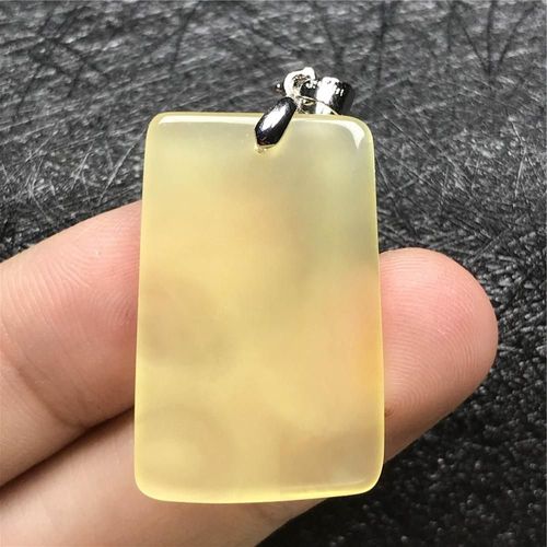 Pendentif En Pierre Naturelle Jaune Ambre Pour Femme Et Homme, Perles Rectangulaires, Reiki, Argent Aaaaa, Cadeau D'amour, 30x19mm