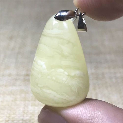 Pendentif Jaune Ambre Naturel Pour Femme Et Homme, Cadeau De Guérison, Cristal Argent, Perles, Bijoux En Pierres Précieuses, 28x18x8mm, Aaaaa