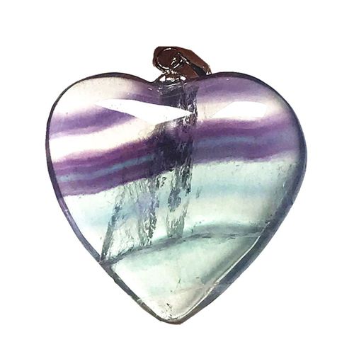 Collier Pendentif En Fluorite Arc En Ciel Pour Femme Et Homme, Bijou En Forme De C¿Ur, Argent 925, Perles En Cristal, 24x9mm, Aaaaa