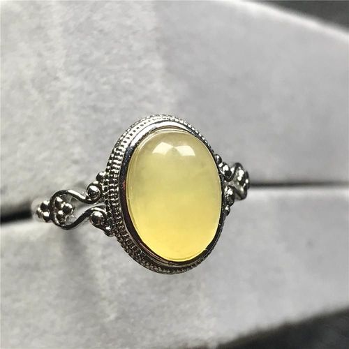 Bague En Ambre Jaune Naturel Pour Femme Et Homme, Bijou Ajustable En Pierre De Cristal Et Argent De 13x10mm, Cadeau D'amour, Aaaaa
