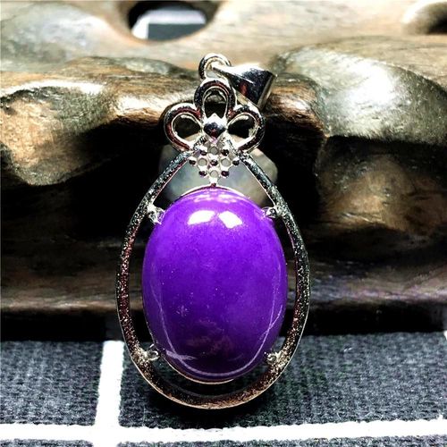 Collier Pendentif Violet Naturel Pour Femme Et Homme, En Cristal, Perles Ovales, En Argent, 17x14mm, À La Mode, Aaaaa
