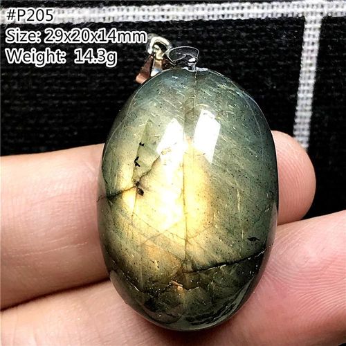 Collier En Labradorite Jaune Et Bleu Naturel Pour Homme Et Femme, Pendentif, Perles Ovales En Cristal, Pierre De Lune En Argent, Aaaaa