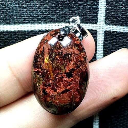 Pendentif Pietersite En Pierre Ovale Rouge Naturelle, Pour Femme Et Homme, En Cristal, Argent De La Jamaïque, 24x16x8mm, Bijoux À La Mode, Aaaaa