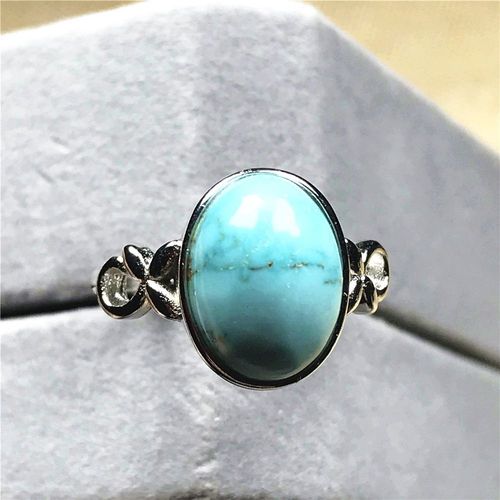 Bague En Turquoise Naturelle Pour Homme Et Femme, Bijoux Ajustable, Argent Et Cristal, Perles De 13.5x10.5mm, Cadeau D'amour, Aaaaa