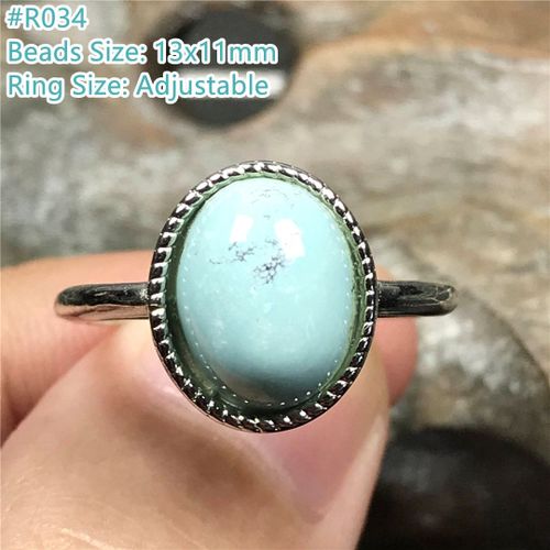 Bague Turquoise Naturelle Pour Homme Et Femme, Bijoux De Guérison, Cristal, Perles De 12x10mm, Pierre En Argent, Anneau Réglable, Aaaaa