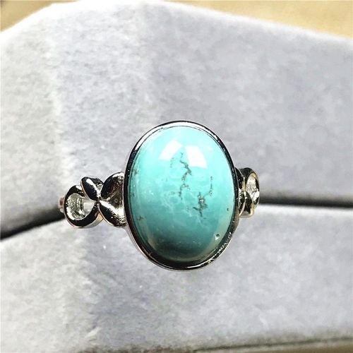 Bague En Turquoise Naturelle Pour Femme Et Homme, Bijoux Ajustable, En Argent Et Cristal, Perles De 13.5x11mm, Aaaaa