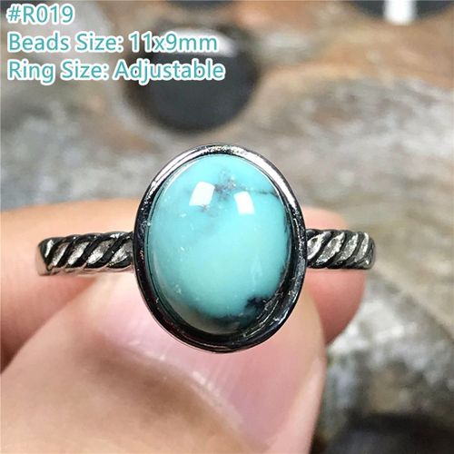 Bague Turquoise Naturelle Pour Femmes Et Hommes, Bijoux En Cristal, Perles 11x9mm, Pierre En Argent, Reiki, Cadeau D'amour, Ajustable, Aaaaa