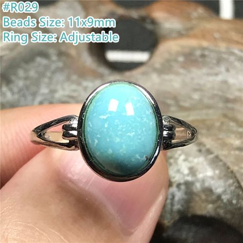 Bague En Cristal Naturel Turquoise Pour Femmes Et Hommes, Bijoux De Beauté, Perles 11x9mm, Pierre En Argent, Bague Ajustable, Aaaaa