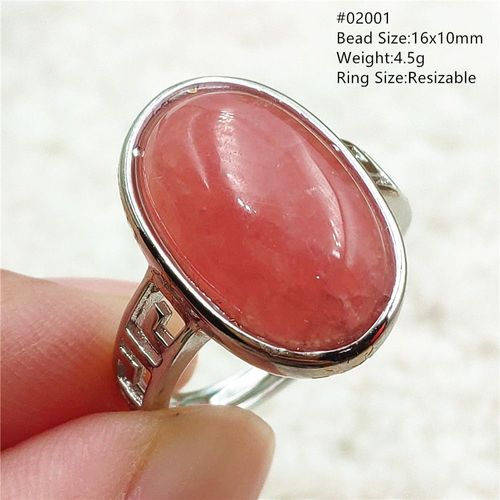 Bague En Rhodochrosite Pour Hommes Et Femmes, Pierre De Perles Ovales, En Or Rose, Réglable, À La Mode, Perle Transparente, Bijoux Aaaaa