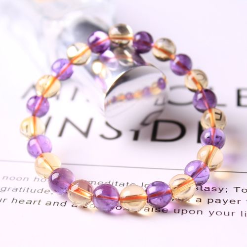Bracelet En Améthyste Naturelle Brésilienne Pour Femmes, Quartz, Jaune, Violet, Perles Rondes, 7mm, 8mm, 9mm, Pierre Précieuse, Cristal, Aaaaa