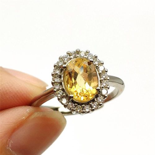 Bague En Pierre Précieuse Citrine Jaune Naturelle, Argent 925, Ajustable Pour Femme Et Homme, Perle À Facettes, Taille Claire, 10x8mm, Aaaaa