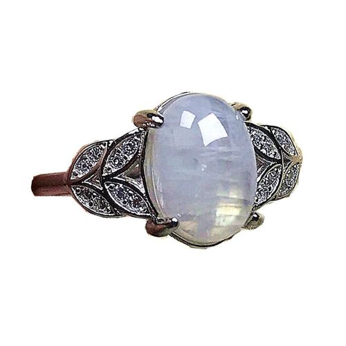 Bague En Pierre De Lune À Lumière Bleue Naturelle Pour Homme Et Femme, 10x7mm, En Argent, Ovale, En Cristal, Ajustable, Cadeau D'anniversaire, Aaaaa