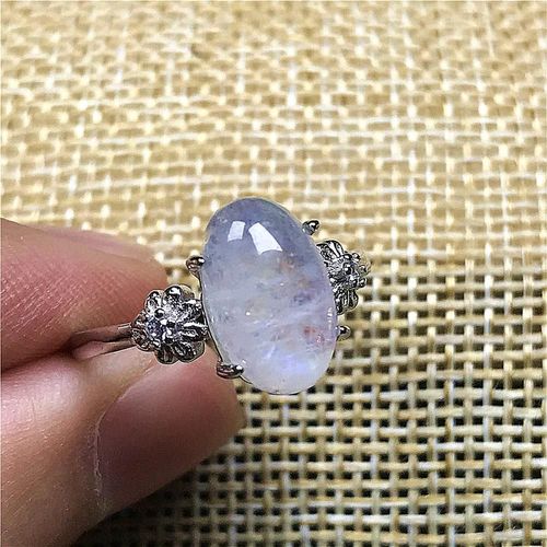 Bague En Pierre De Lune Bleue Naturelle Pour Femme Et Homme, Perles Ovales En Cristal Argenté, Ajustable, Cadeau D'amour, 11x8mm, Aaaaa
