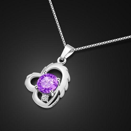 Collier Élégant En Cristal Violet Et Argent Massif 925, Pendentif En Forme De C¿Ur, Chaîne Bijoux En Argent Sterling Pour Femmes, Haute Qualité