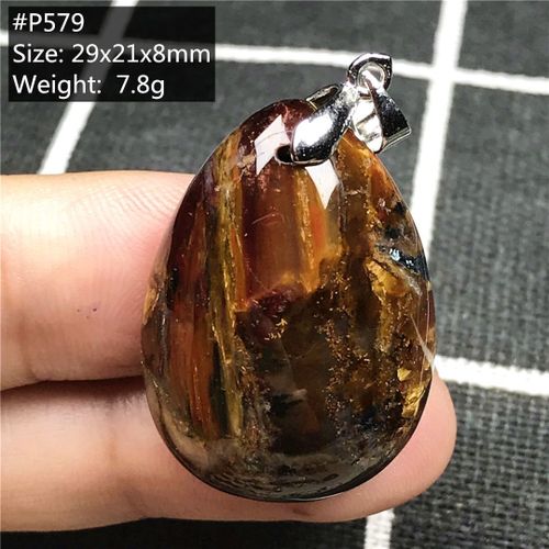 Pendentif Pietersite Naturel Pour Femmes Et Hommes, En Cristal Jaune Et Rouge, Guérison, Chance, Cadeau, Perles En Argent De La Lettonie, Pierre Précieuse Énergétique, Bijoux Aaaaa