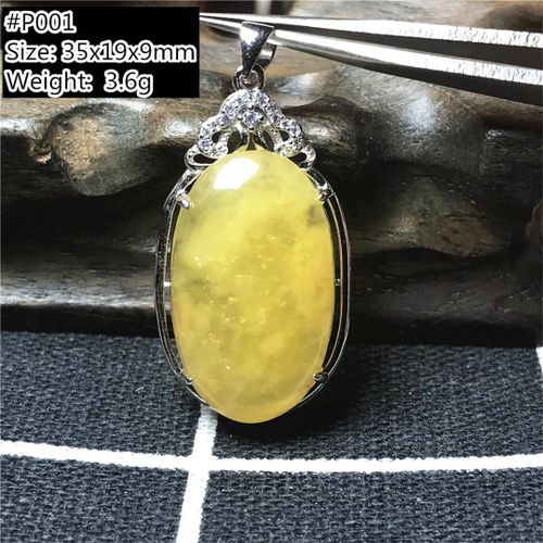 Pendentif Jaune Ambre Naturel Véritable Pour Femme Et Homme, En Cristal, Perle D'amour, Ovale, En Argent, Bijoux Aaaaa