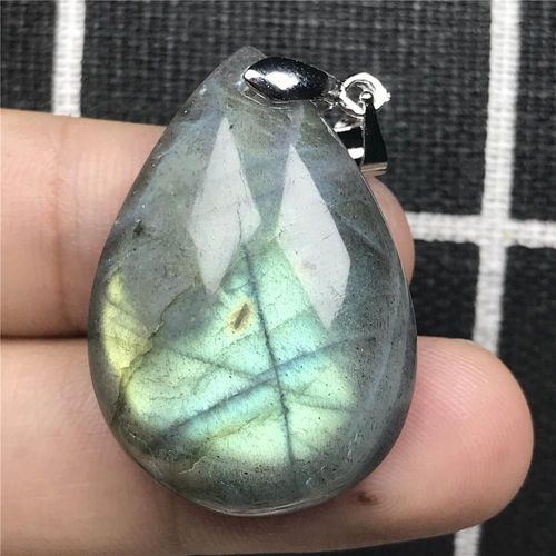 Pendentif En Labradorite Jaune Naturelle Pour Homme Et Femme, Bijoux En Cristal Argenté, Perles En Pierre De Lune, 31x22x8mm, Aaaaa