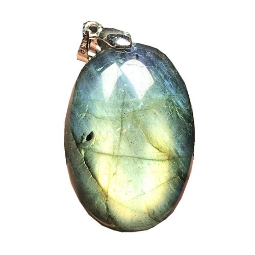 Pendentif En Labradorite Naturelle Jaune Bleu, Bijoux Pour Femmes Et Hommes, Cristal De Guérison, Argent, 30x21x10mm, Perles En Pierre De Lune Aaaaa