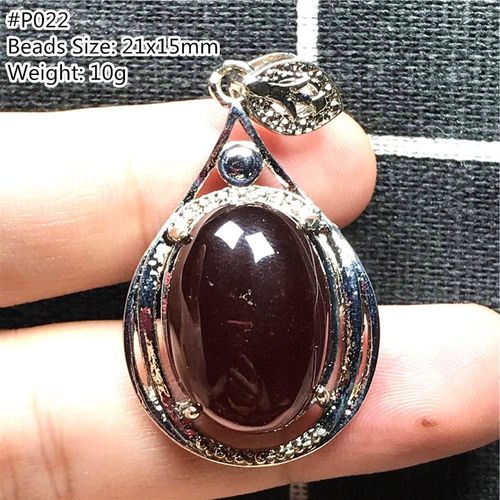 Collier En Grenat Rouge Naturel Authentique Pour Femme Et Homme, Pendentif, Perles Ovales, Pierre Précieuse, Argent, Cristal Clair, Bijoux, Aaaaa