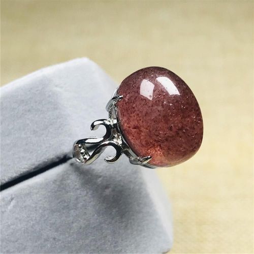 Bague En Quartz Pour Femmes Et Hommes, Anneau Ajustable En Pierre, Cristal Et Argent, 16x12mm