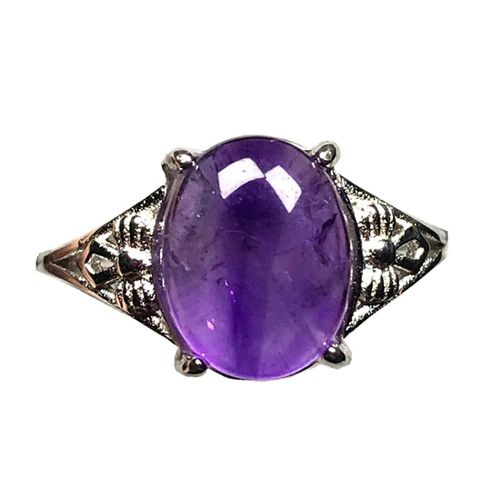 Bague En Cristal D'améthyste Violette Naturelle Pour Homme Et Femme, Bijou De Guérison, Perles Porte Bonheur, Pierre En Argent, Réglable, 10mm, Aaaaa