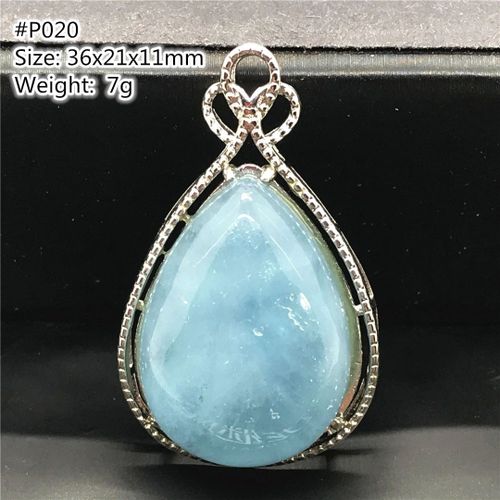 Pendentif Aigue Marine Bleu Océan Naturel, Bijoux Pour Femmes Et Hommes, Cadeau Goutte D'eau En Cristal 36x21x11mm, Perles En Pierre Argent, Pierre Précieuse Aaaaa
