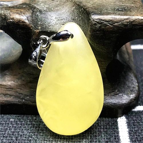 Pendentif Jaune Ambre Naturel Pour Femme Et Homme, En Cristal, 25x15x6mm, En Forme De Goutte D'eau, En Argent, Bijoux Aaaaa