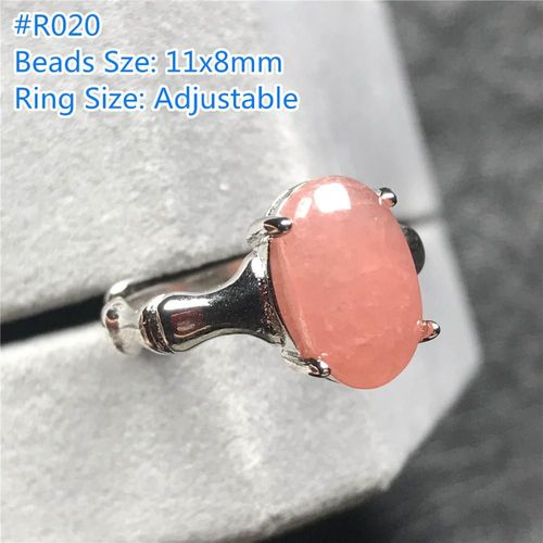 Bague En Rhodochrosite Rouge Naturelle Pour Femme Et Homme, Bijoux En Cristal, Perles Ovales, Cadeau D'amour, Argent Réglable, Aaaaa