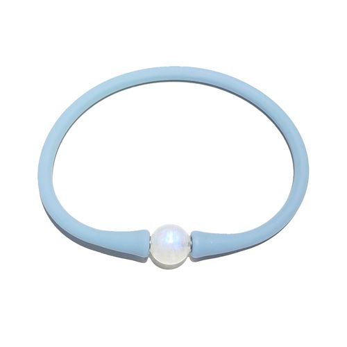 Bracelet En Silicone Pour Homme Et Femme, Bijou Imperméable Et Décontracté, Véritable Pierre De Lune Bleue, Meilleur Cadeau