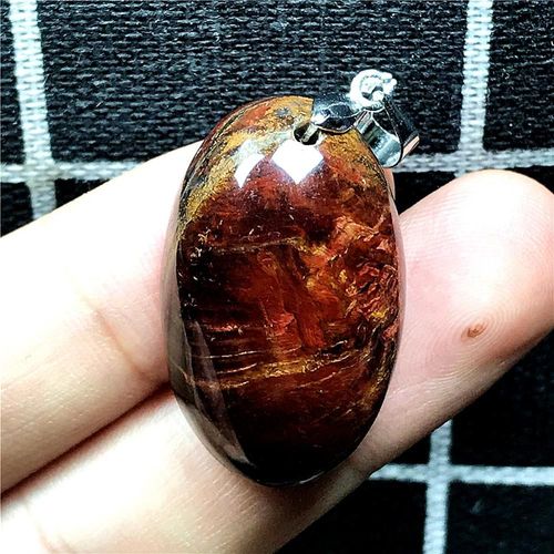 Pendentif Pietersite En Pierre Ovale Rouge Véritable Pour Femme Et Homme, Bijoux En Cristal, 29x18x10mm, En Argent De La Lettonie, Pierre Ovale, À La Mode, Aaaaa