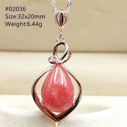 Collier Avec Pendentif En Rhodochrosite Naturelle Pour Homme Et Femme, Bijou En Forme De Goutte D'eau, Couleur Or Rose, Aaaaa