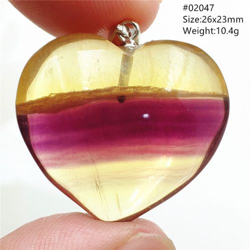 Collier Avec Pendentif En Quartz Fluorite, Bijou En Forme De C¿Ur, Couleur Arc En Ciel, Cristal, Couleur Naturelle, Cadeau Pour Femme, Aaaaa