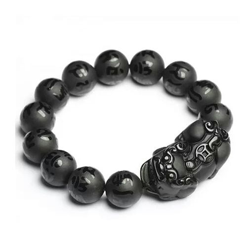 Bracelet En Cristal D'obsidienne Noire Naturelle, 10mm, Pour Femmes Et Hommes, Breloque En Pierre Arc En Ciel, Perles Rondes Extensibles