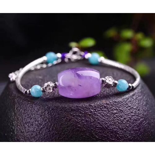 Bracelet De Perles En Améthyste Violette Lavande, Quartz Naturel Authentique, 22x15mm, Bijoux En Pierre D'améthyste, Aaaaa