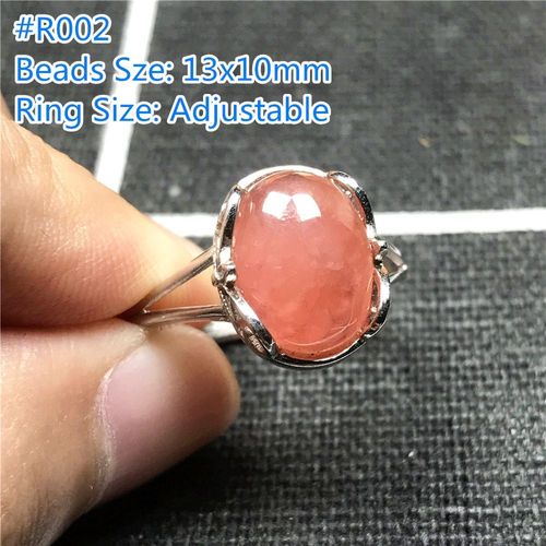 Bague En Rhodochrosite Naturelle Rouge Pour Femme Et Homme, Bijou En Cristal, Perles Ovales, Pierre Précieuse, Cadeau D'amour, Argent, Ajustable, Aaaaa