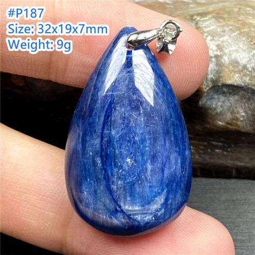 Collier En Cristal Kyanite Bleu Naturel, Pendentif, Pour Femmes Et Hommes, Cadeau, Perles 32x19x7mm, ¿Il De Chat, Pierre Argent, Aaaaa