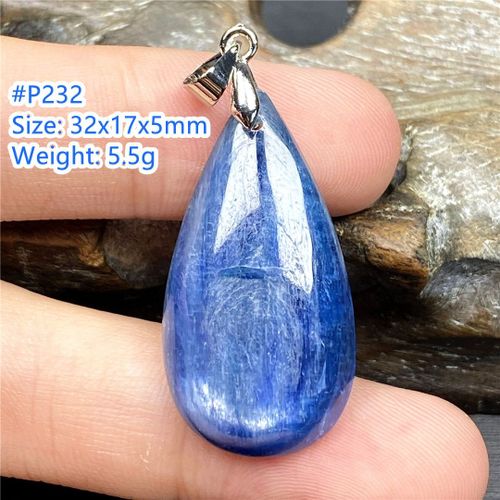 Pendentif En Cristal Kyanite Bleu Naturel Pour Femmes Et Hommes, Perles ¿Il De Chat, Goutte D'eau En Argent, Pierre Précieuse De Guérison, Aaaaa