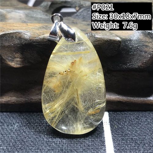 Pendentif En Quartz Rutilé En Or Naturel Pour Femmes Et Hommes, Cristal Reiki, Amour, Richesse, Chance, Perles En Argent, Bijoux En Pierres Précieuses Aaaaa