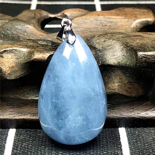 Pendentif En Aigue Marine Bleu Océan Véritable, Bijoux Pour Homme Et Femme, Perles En Cristal Argent 33x21x10mm, Pierre Goutte D'eau Claire Aaaaa