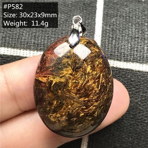 Pendentif Pietersite En Pierre D'énergie Pour Femme Et Homme, En Cristal Naturel Jaune, 30x23x9mm, Perles Ovales, En Argent, Feu D'artifice, Nambie, Bijoux, Aaaaa